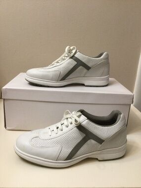 Bass Sonic White Leather Sneakers Lace Up Shoes 8 Padded Comfort